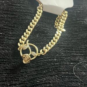 Gold plated Chic Gold Bracelet with Rose Accent